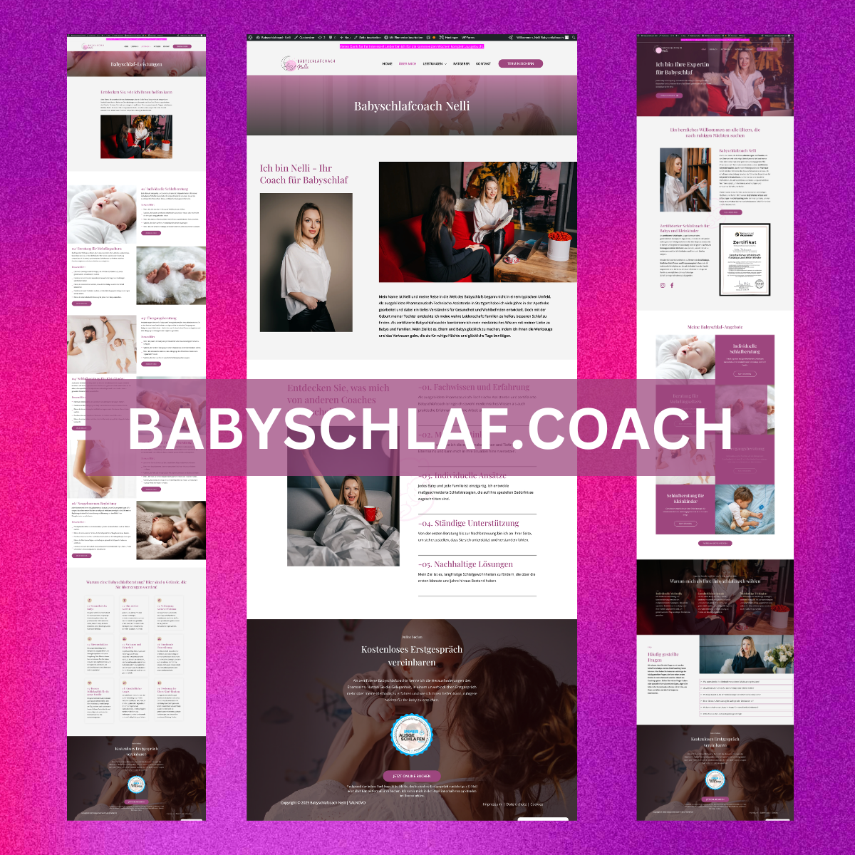 Screenshot: Website babyschlaf.coach – Schlafcoaching für Babys und Eltern