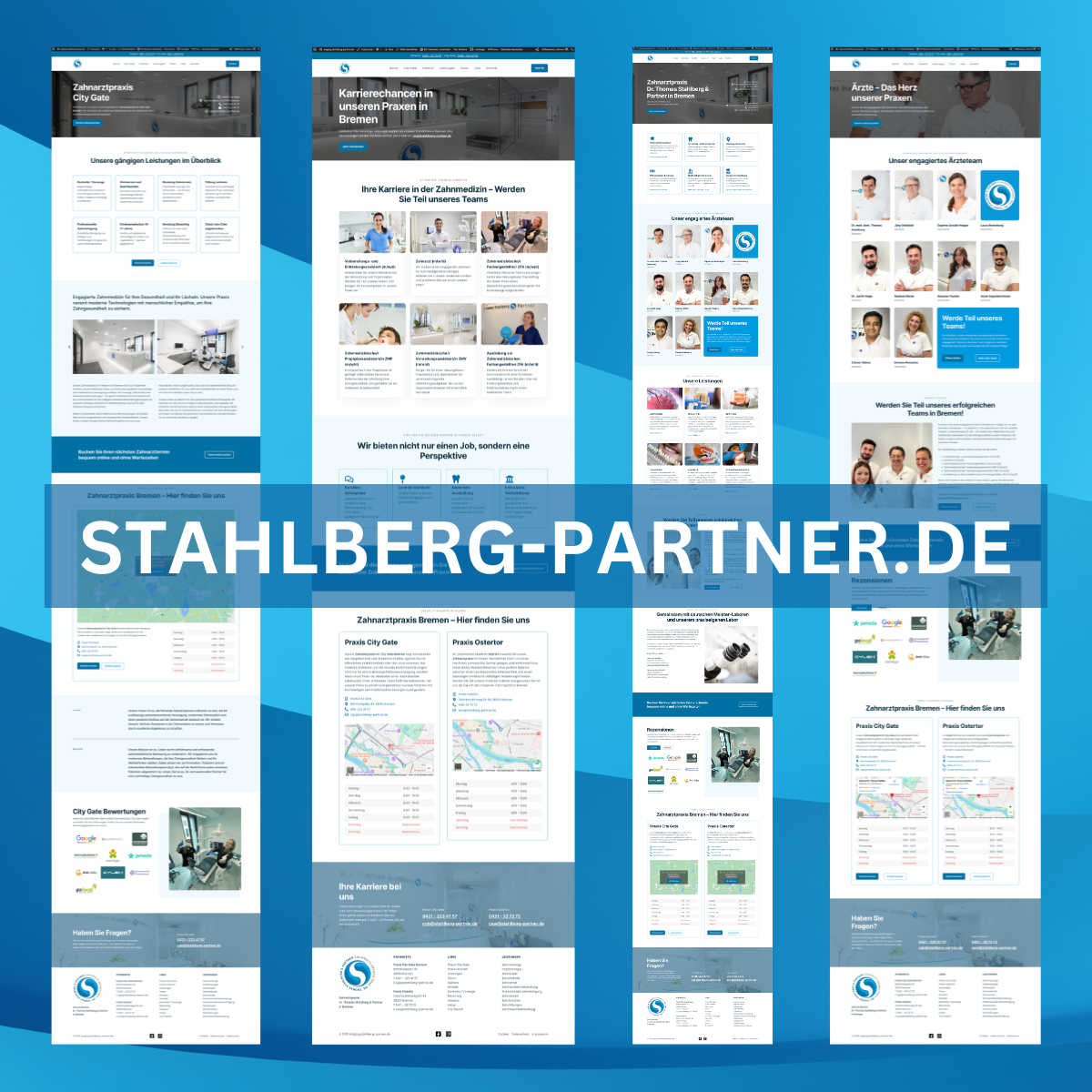 Screenshot: Website der Zahnarztpraxis Stahlberg & Partner